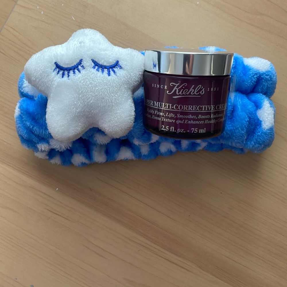 Kiehl's Multi-Corrective Cream with Blue and White Star Headband